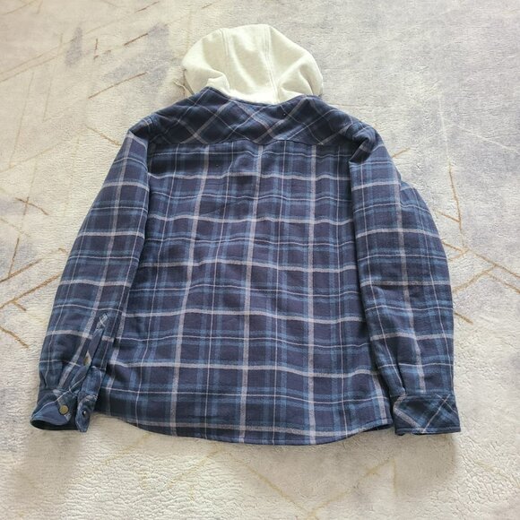 Ronin Factory Men’s Medium Sherpa-Lined Hooded Flannel Jacket Blue Plaid - Picture 10 of 10